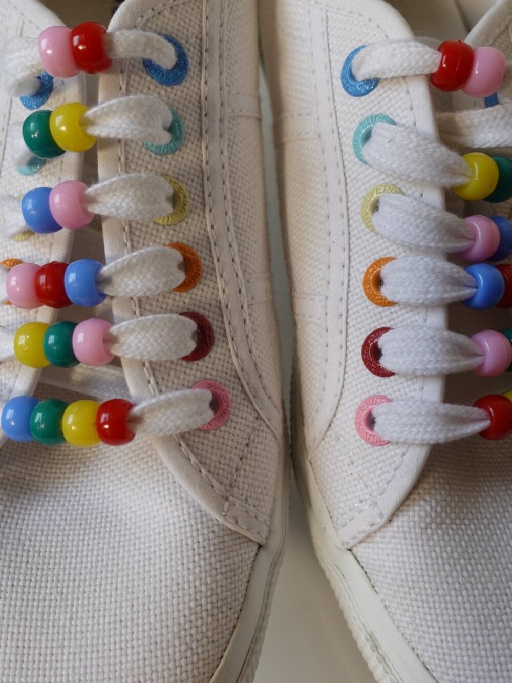 Superga 2750 white canvas sneakers featuring playful, Size 8 - Picture 5 of 6